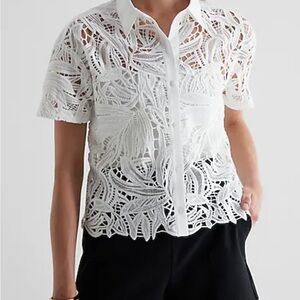 Express Women's White Lace Top